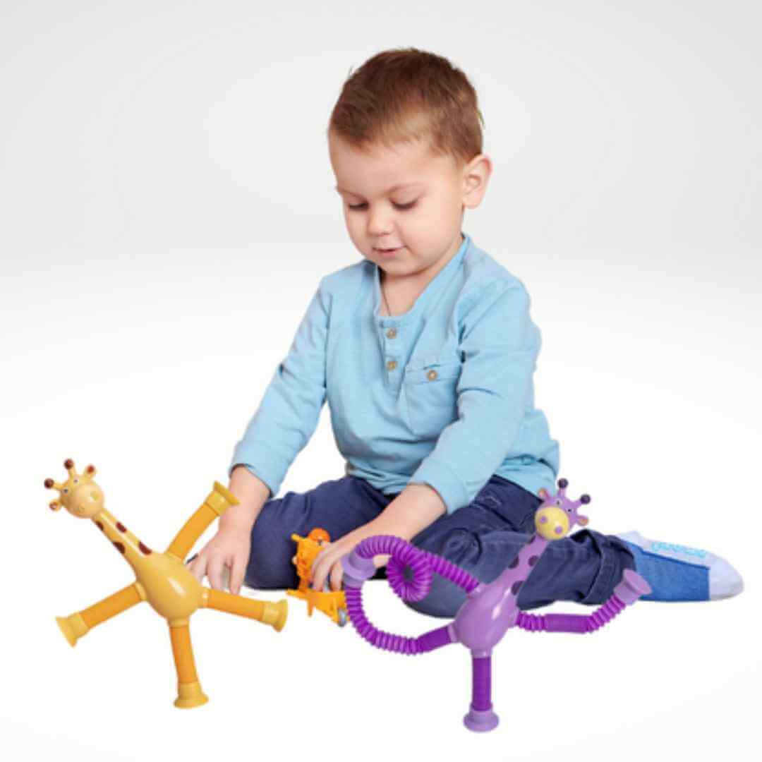 Cartoon Suction Cup Telescopic Tube Giraffe-Stress Relief Toy