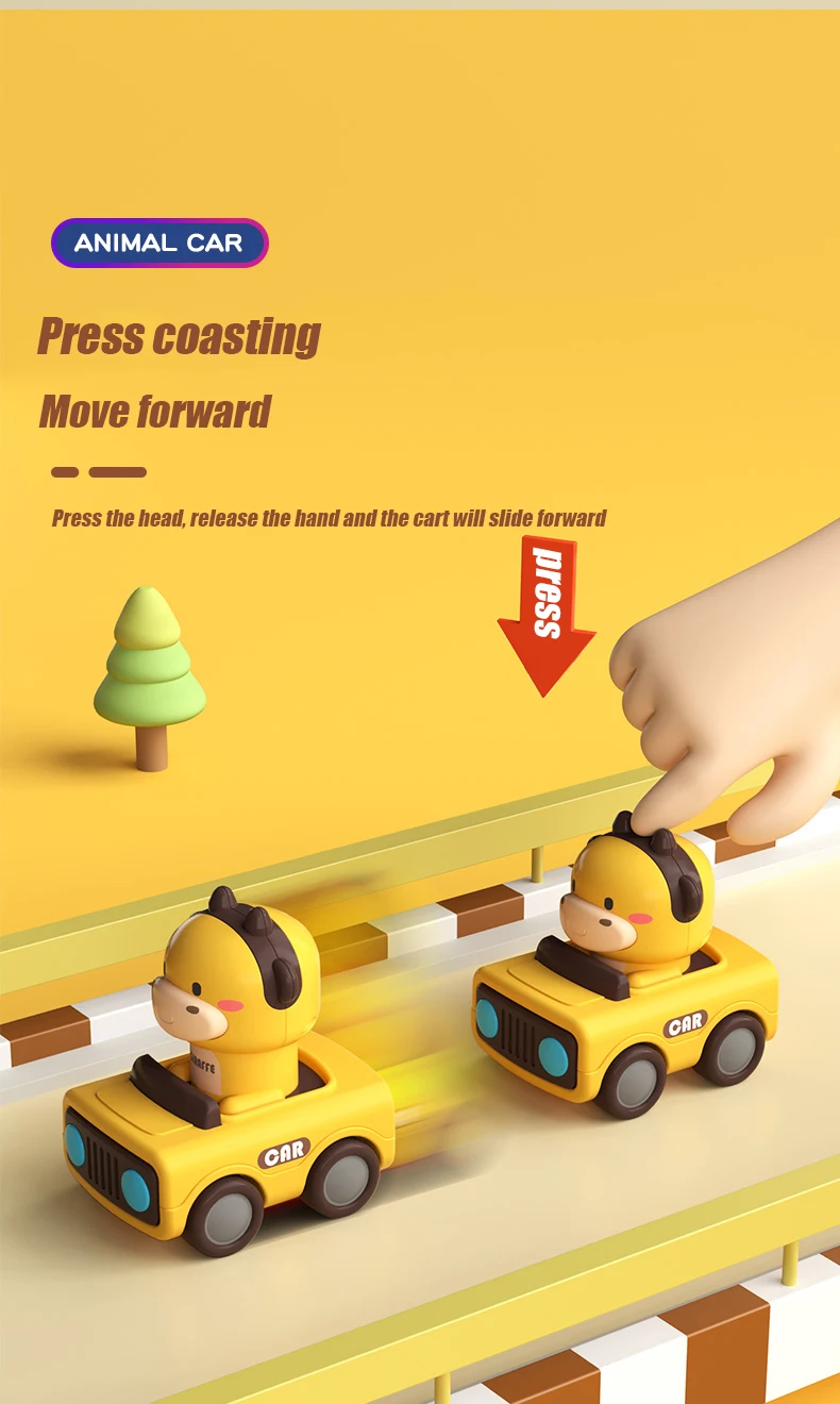 Cute Animal Press and Go Toy Car