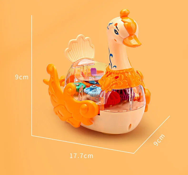 Electric Gear Swan Duck Toy With Transparent Shell