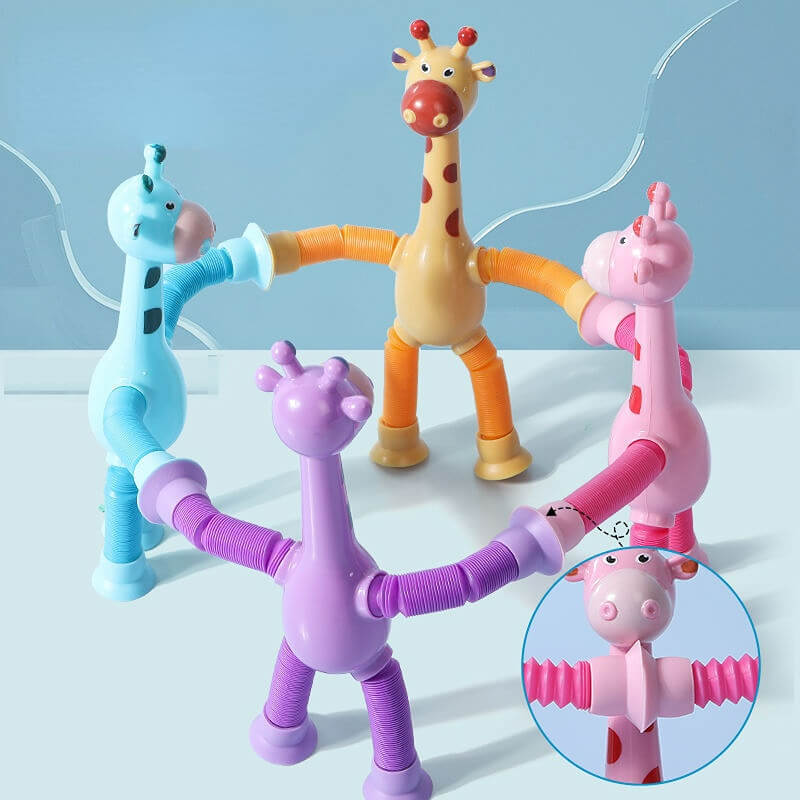 Cartoon Suction Cup Telescopic Tube Giraffe-Stress Relief Toy