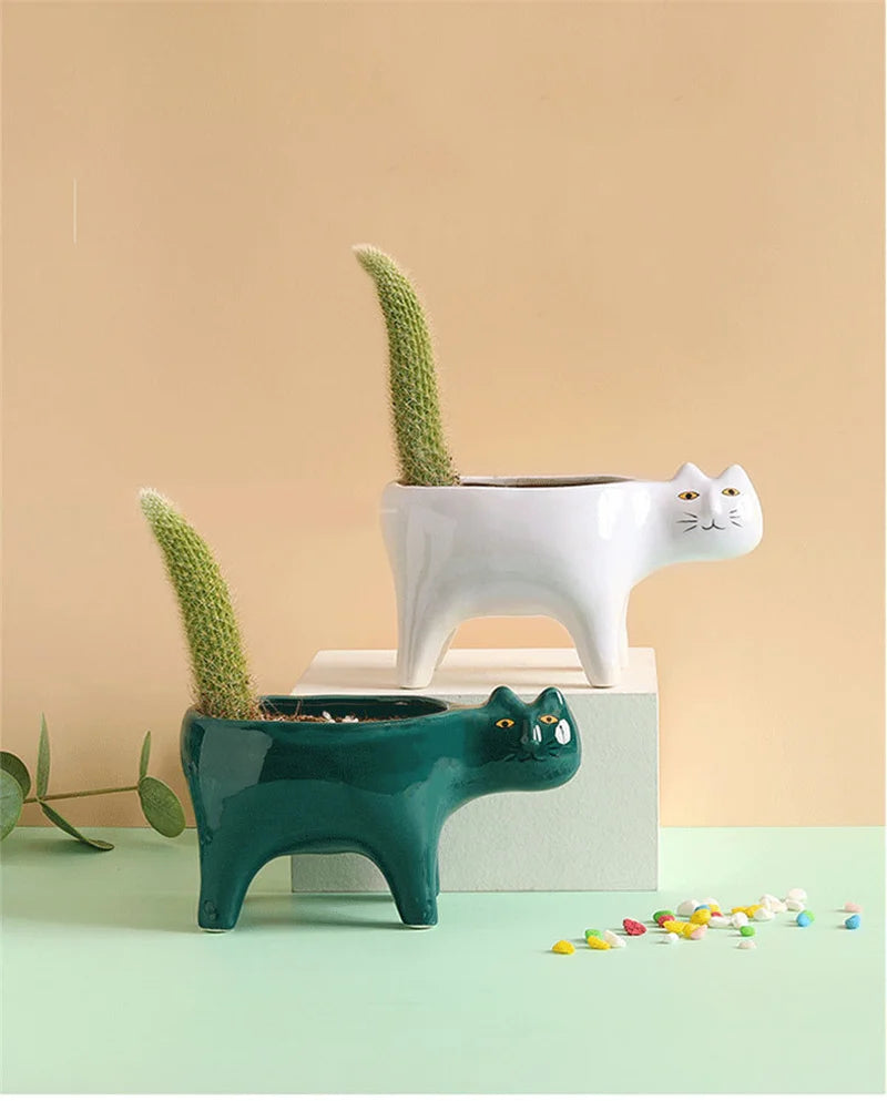 Cat Ceramic Planter