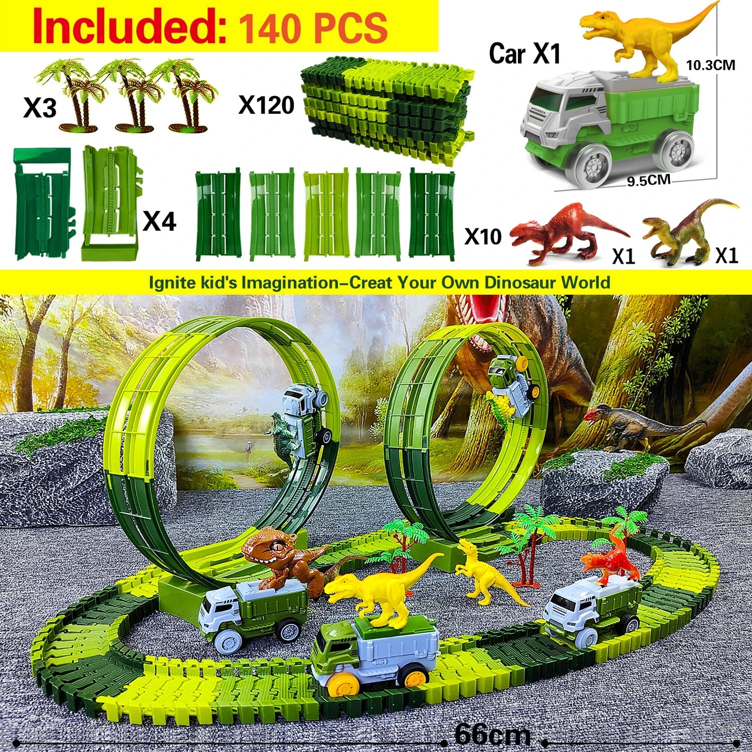 Magic Climbing electric dinosaur car Track Railway Toy