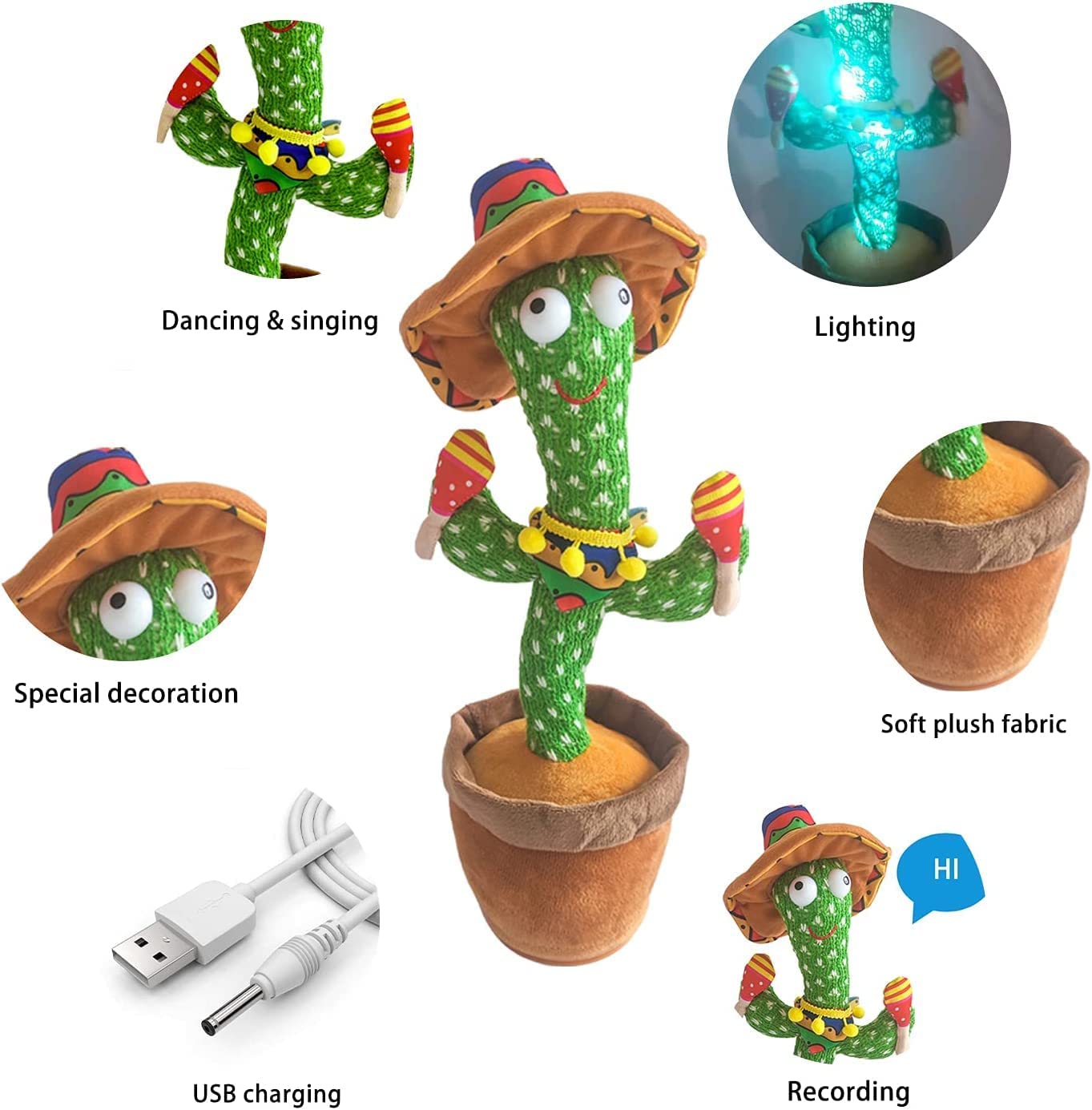 🔥Dancing & Talking Cactus Cowboy Style Mimicking Toy  🌵