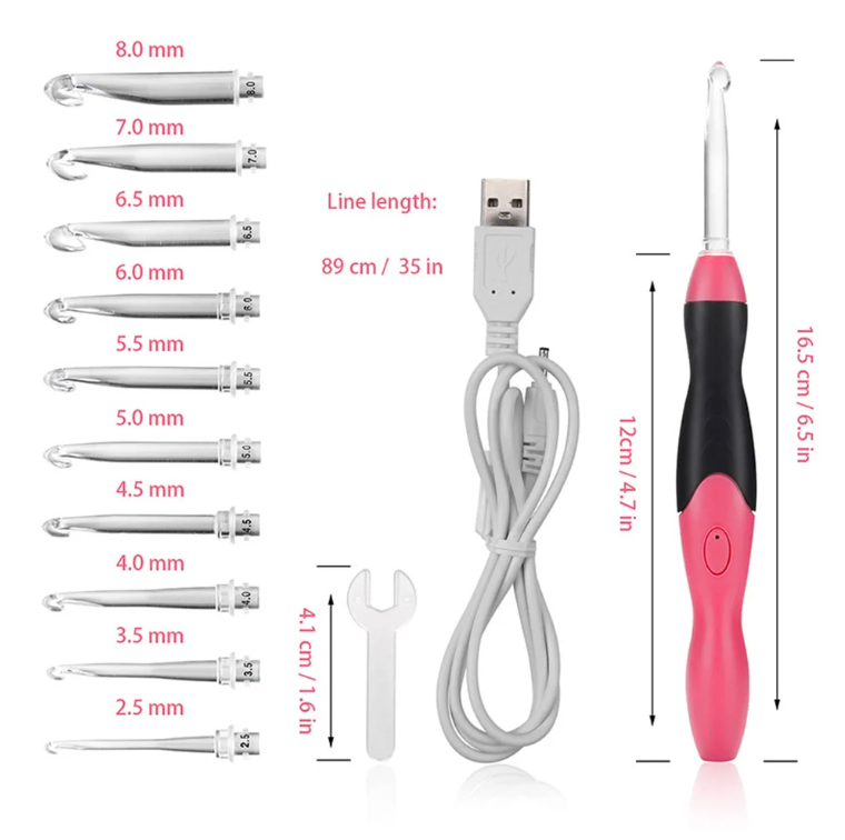 LED Light Up Crochet Hook + 11 hook sizes