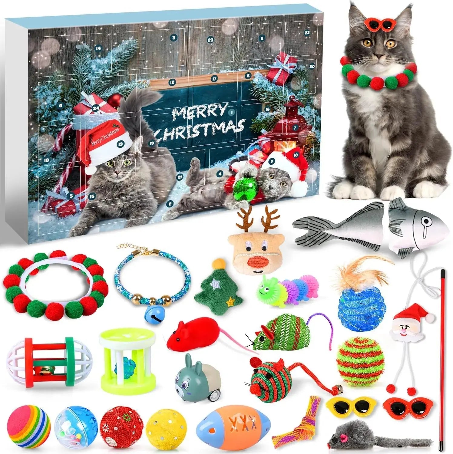 🐱2024 Christmas Countdown Cat Toys Advent Calendar