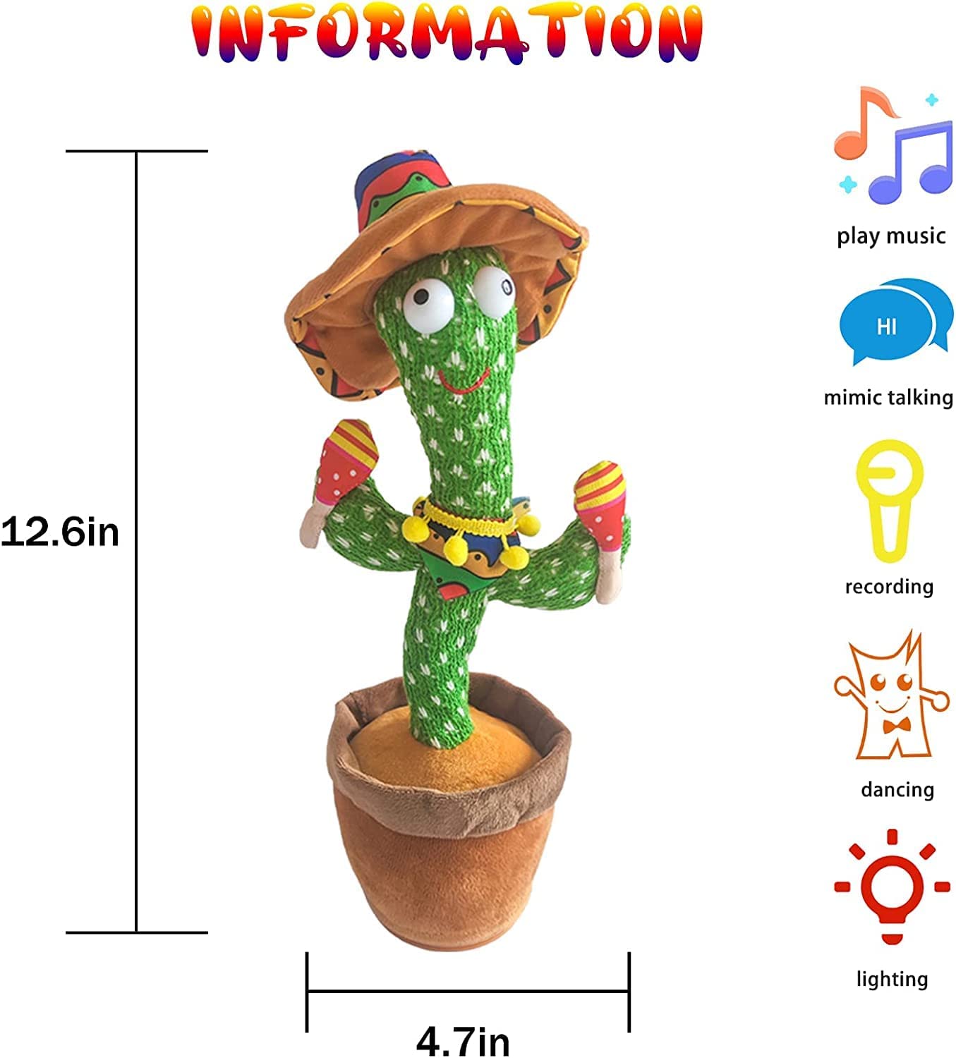 🔥Dancing & Talking Cactus Cowboy Style Mimicking Toy  🌵