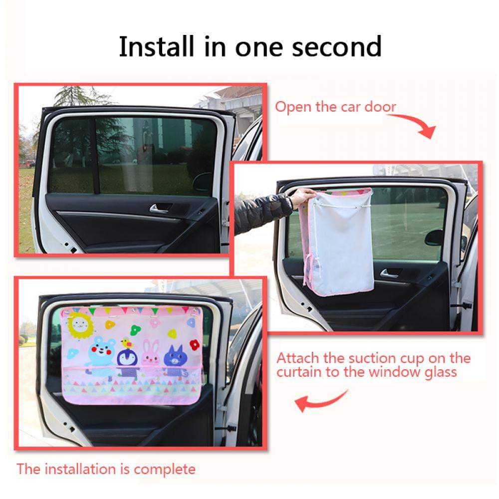 Cute Cartoon Car Window Protector With Pocket