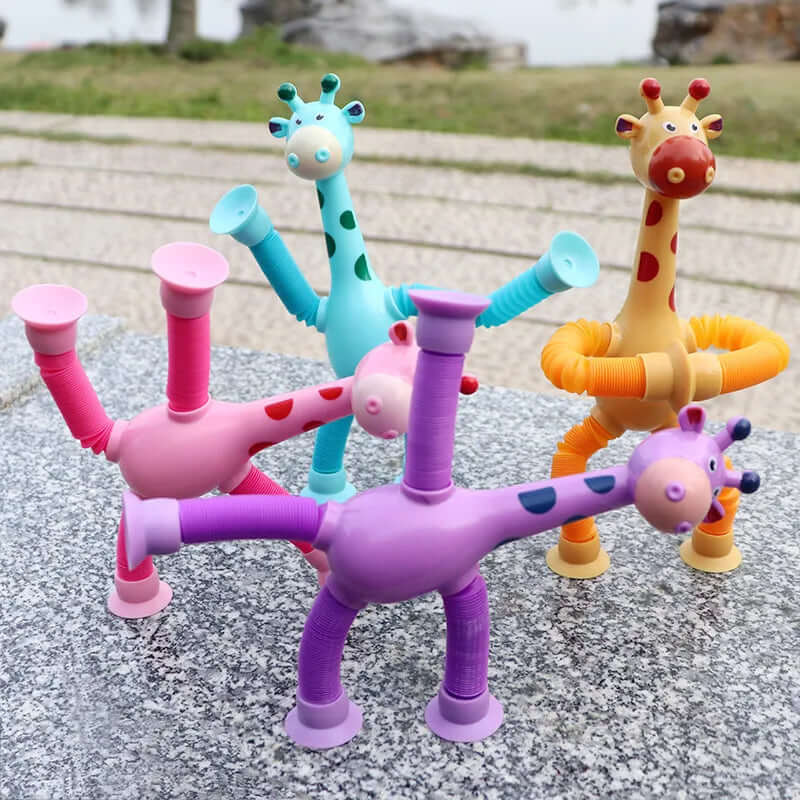 Cartoon Suction Cup Telescopic Tube Giraffe-Stress Relief Toy